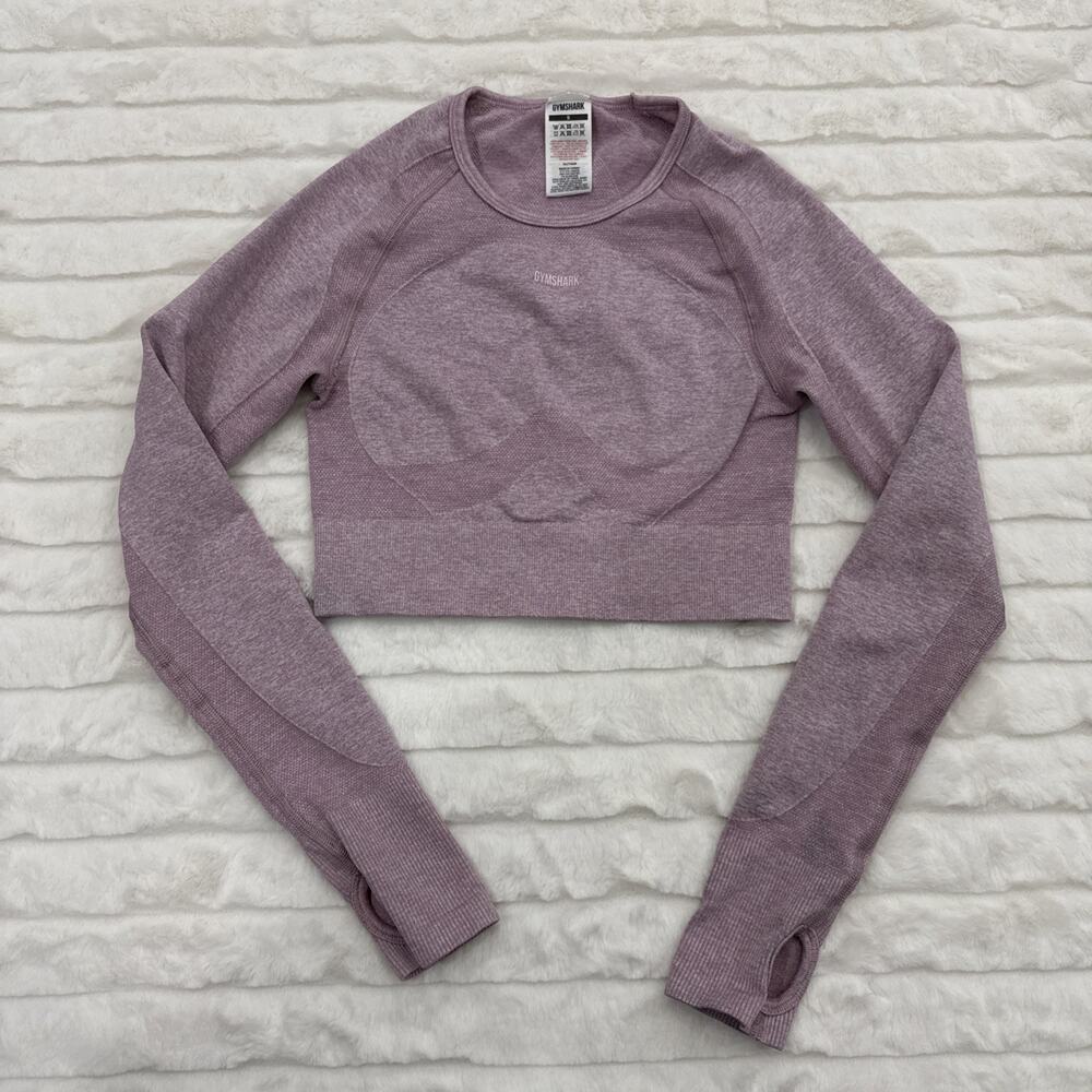Gymshark Flex Sports Long Sleeve Crop Top Size Small Pink Seamless Gym Workout